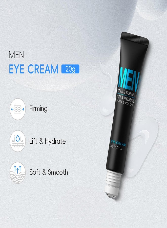 MIESCHER Men Eye Cream, Men's Under Eye Cream For Puffy Eyes & Dark Circles Treatment, Hydrating Triple-Roller Massage Designed, Firming, Soften Fine Lines, Cooling Stick For Puffiness Reducer 0.71oz. - Image 3